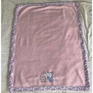 Carters Owl Always Love You Baby Blanket Pink Blue Floral Trim Plush - READ
